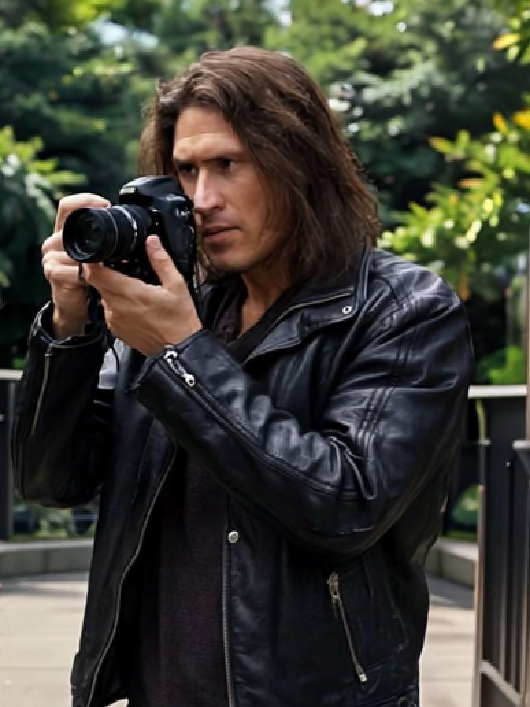 George S. Pogacich, filmmaker, shooting with a camera