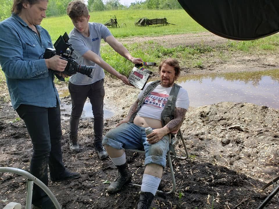 Life in a Box: George S. Pogacich (blue shirt) shooting as the slate is called